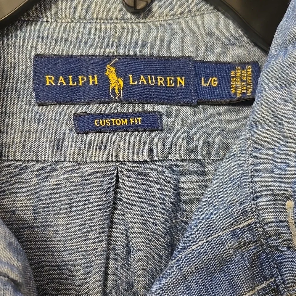 Men's Ralph Lauren Denim Blue Button-Down Shirt Sz Large - Picture 6 of 7